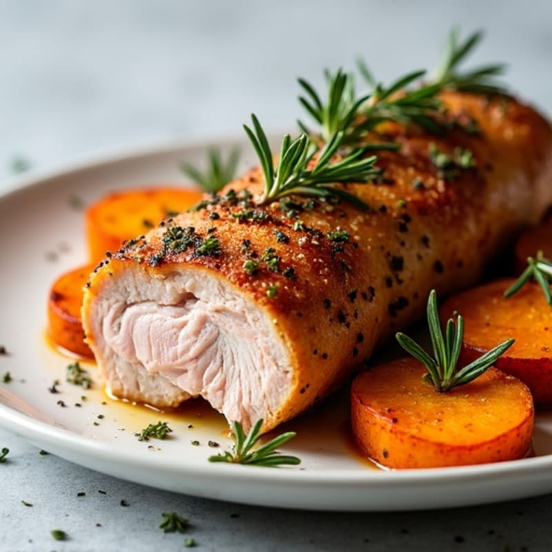 Herb-Roasted Pork Loin with Crispy Roasted Sweet Potatoes