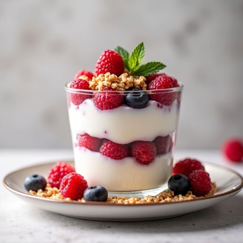 Greek Yogurt Protein Parfait with Mixed Berries