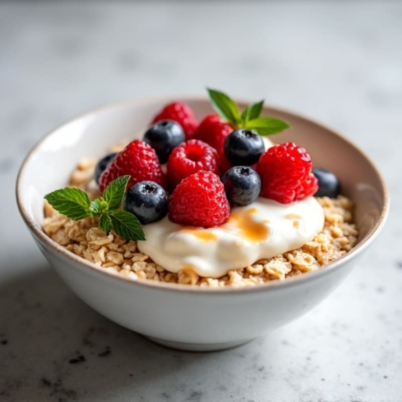 Creamy Protein Oatmeal with Greek Yogurt and Berries
