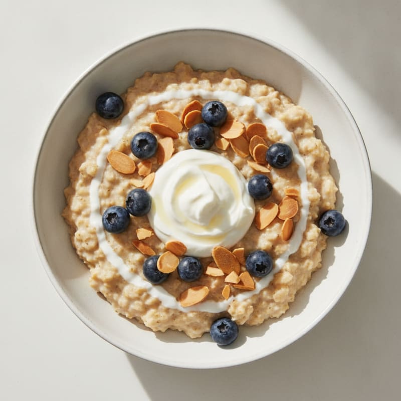 Egg White Oatmeal with Berries and Sliced Almonds