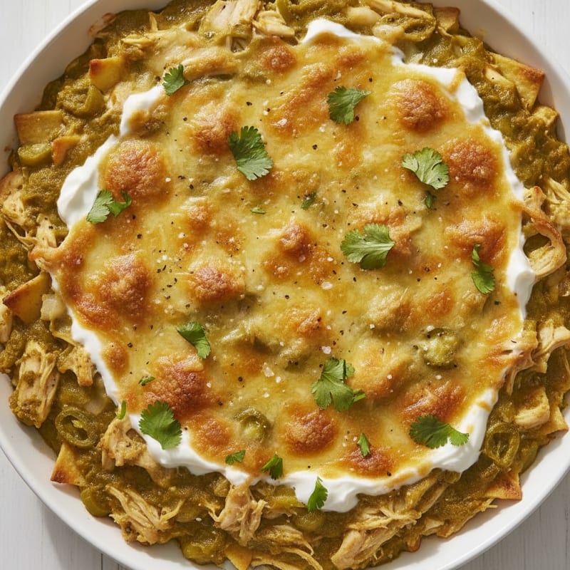 Chicken Green Chile Enchilada Bake