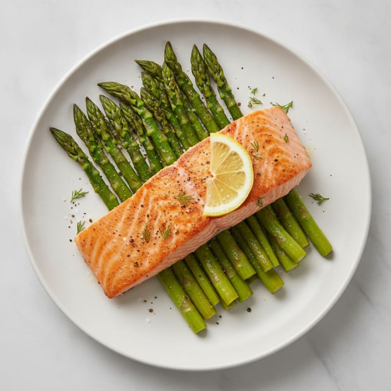 Pan-Seared Salmon with Roasted Asparagus
