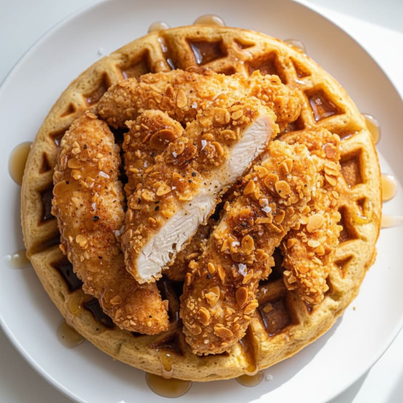 Golden Crispy Chicken and Waffles