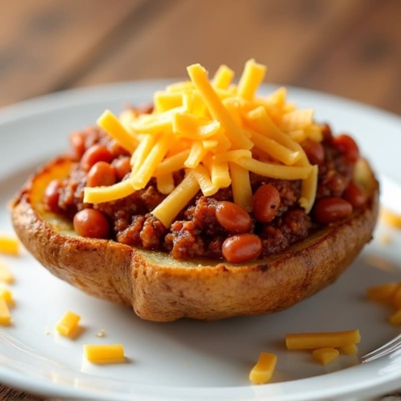 Crispy Baked Potato Skins with Lean Chili and Melted Cheddar