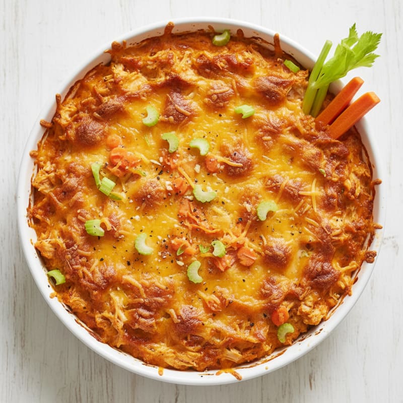 Creamy Buffalo Chicken Dip Bake