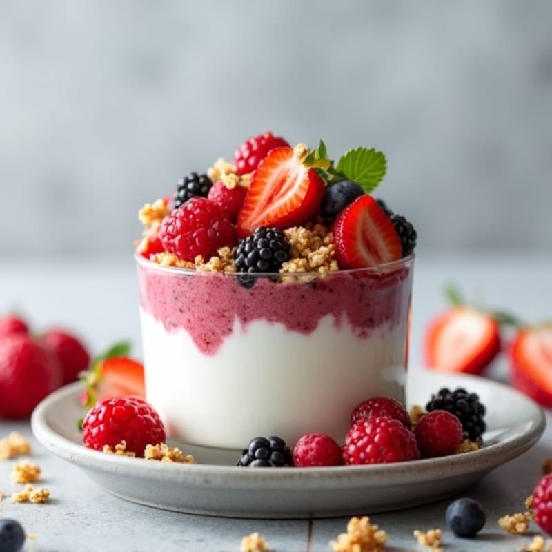 Silky Greek Yogurt Protein Parfait with Mixed Berries
