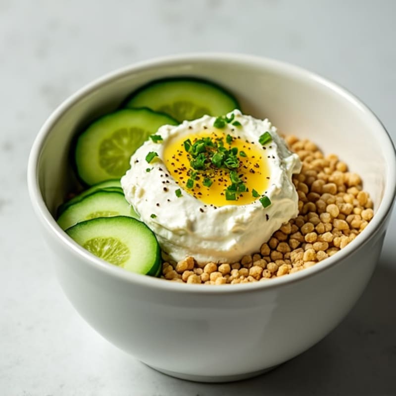 Cottage Cheese Protein Bowl with Sliced Cucumbers