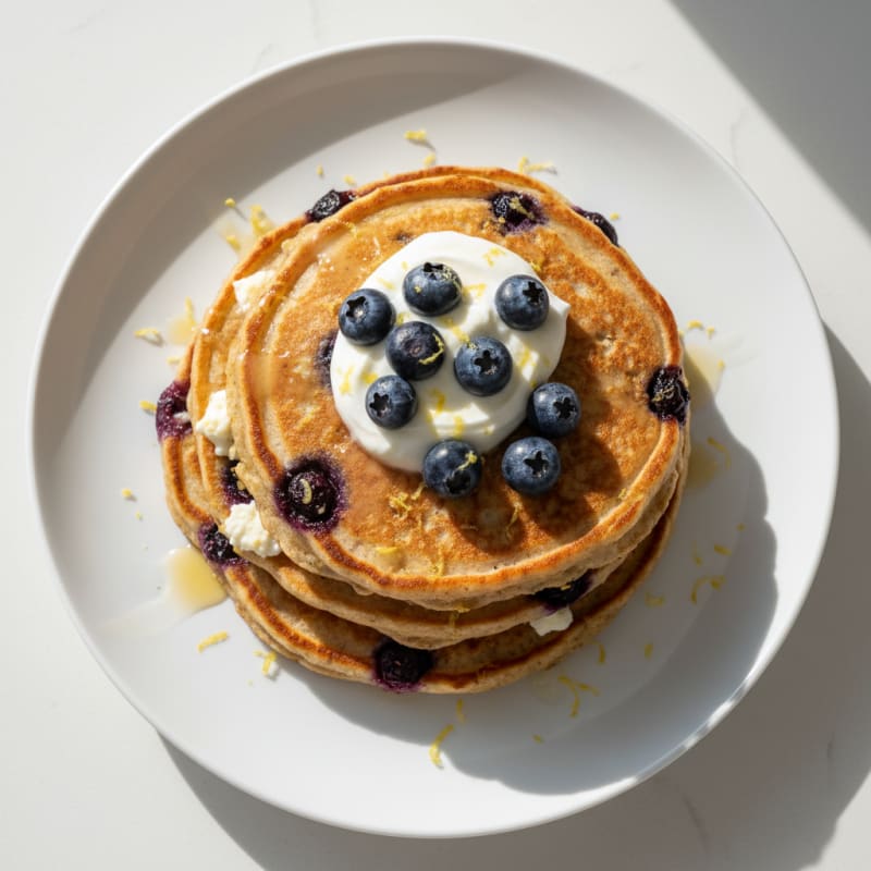Blueberry Ricotta Pancakes with Lemon Zest