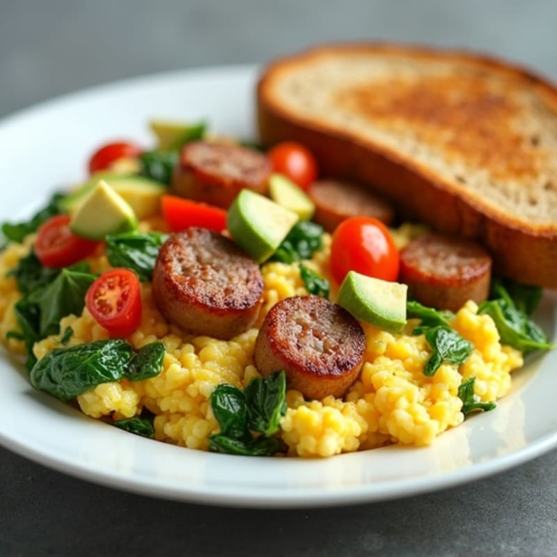 Egg White Scramble with Spinach and Turkey Sausage