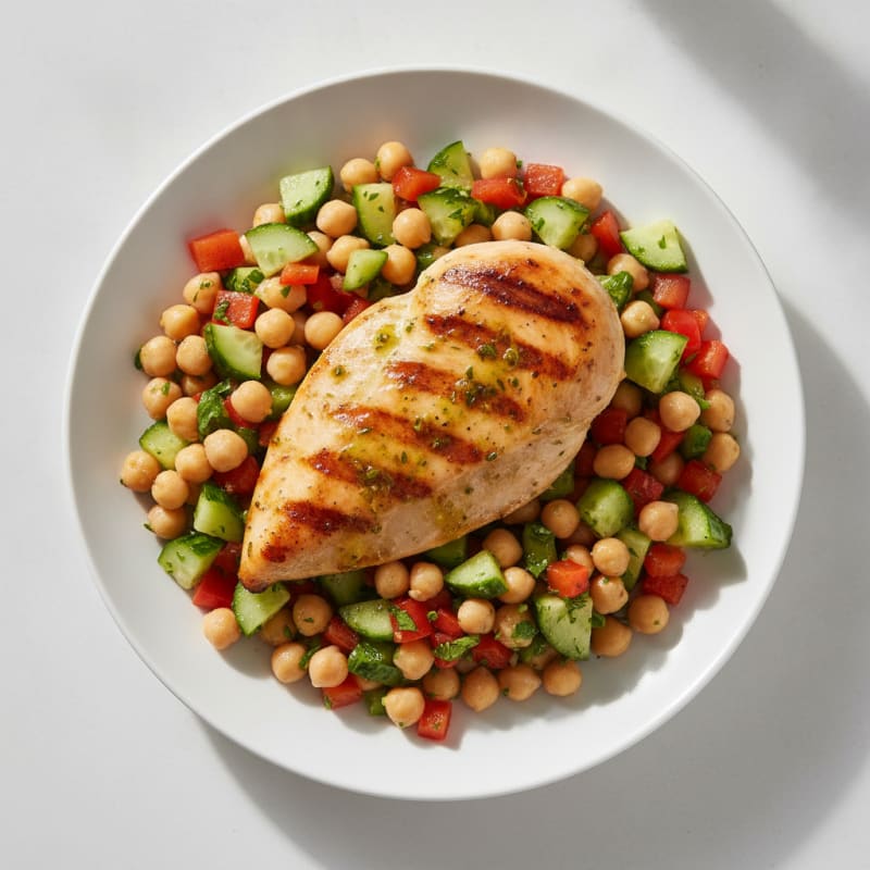 Grilled Chicken Breast with Crunchy Chickpea Salad