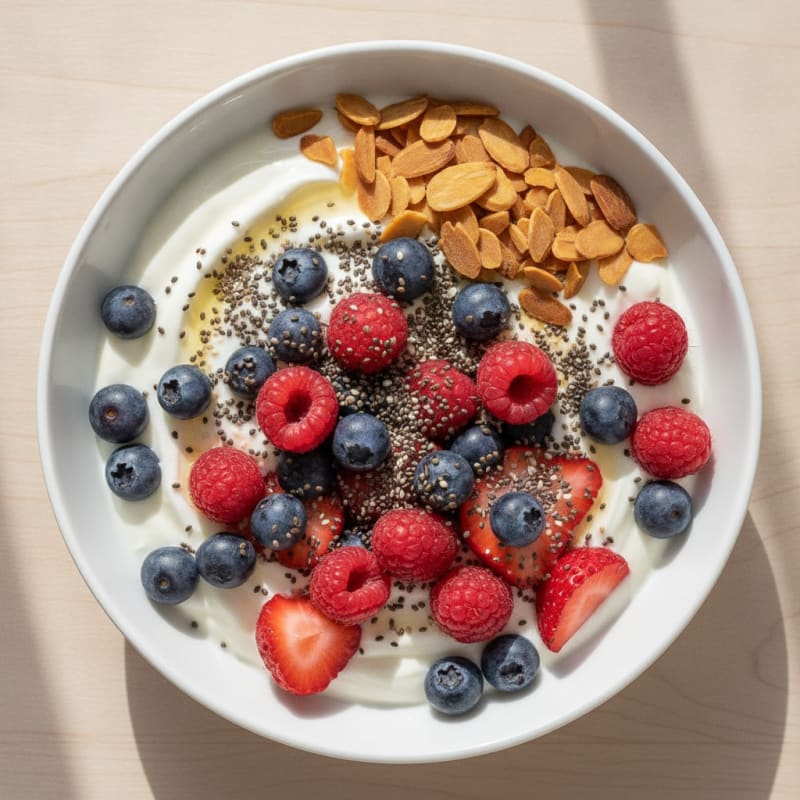 Creamy Greek Yogurt Bowl with Mixed Berries and Chia Seeds