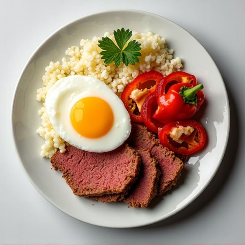 Lean Corned Beef Hash with Cauliflower Rice