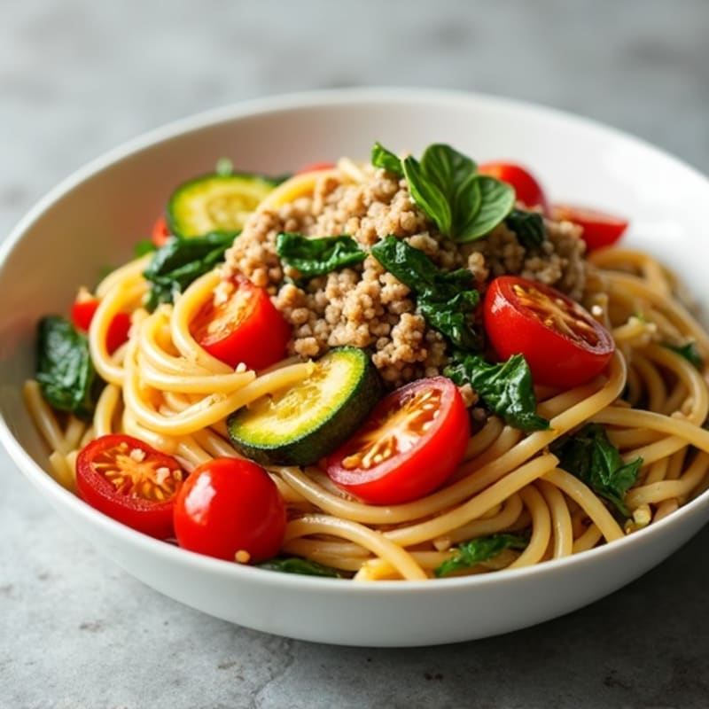 Hearty Lean Ground Turkey Spaghetti with Fresh Vegetables