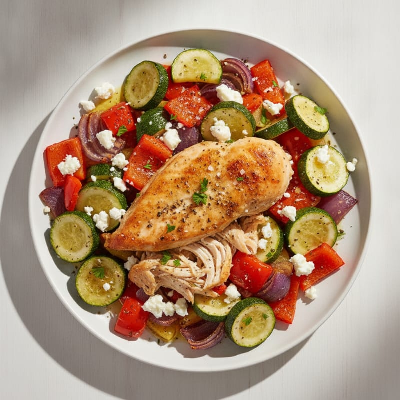 Mediterranean Herb-Roasted Chicken & Rainbow Vegetables