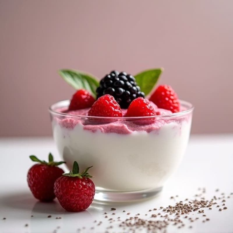 Greek Yogurt Protein Parfait with Mixed Berries and Chia Seeds