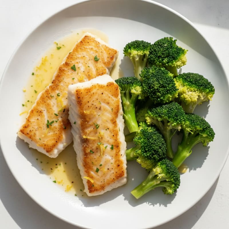 Seared Cod with Steamed Broccoli
