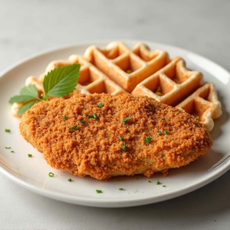 Golden Crispy Baked Chicken with Fluffy Whole Wheat Waffles