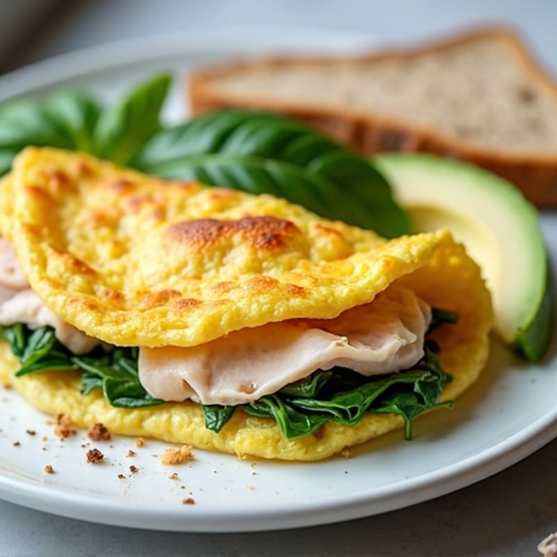 Egg White Omelet with Spinach and Turkey Breast
