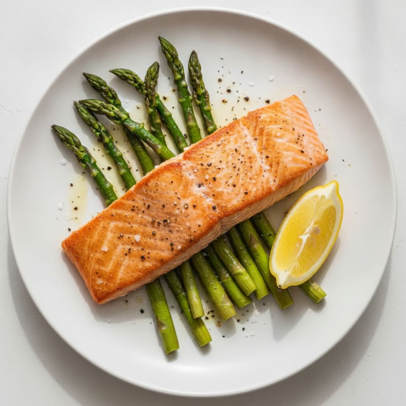 Pan-Seared Salmon with Roasted Asparagus