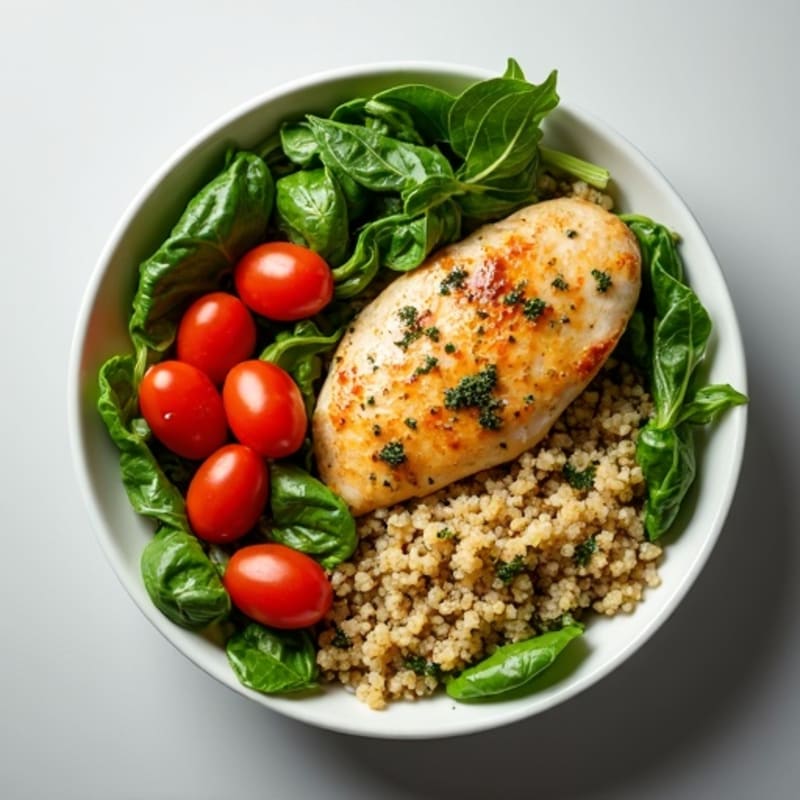 Herb-Roasted Chicken and Quinoa Bowl with Fresh Greens