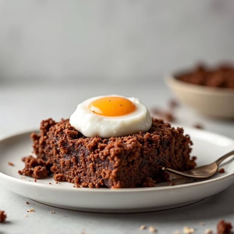 Fudgy Chocolate Protein Baked Oatmeal with Creamy Greek Yogurt Swirl