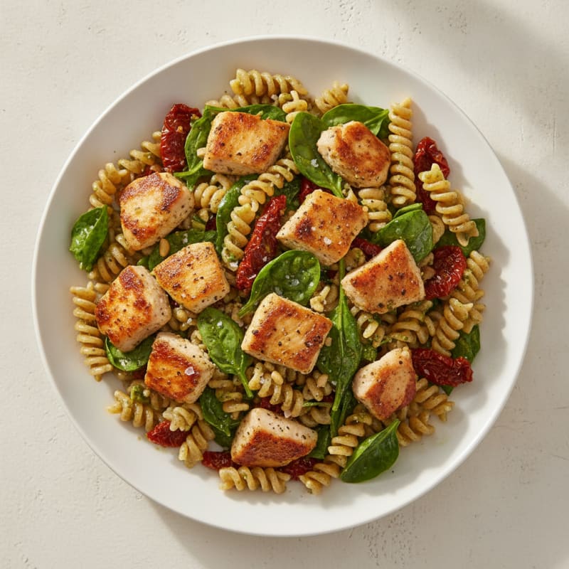 Pesto Chicken with Sun-Dried Tomato Pasta
