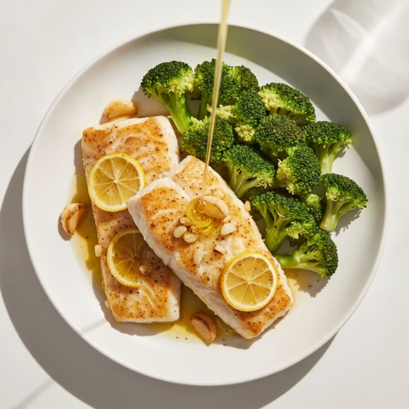Oven-Baked Lemon Garlic Cod with Steamed Broccoli