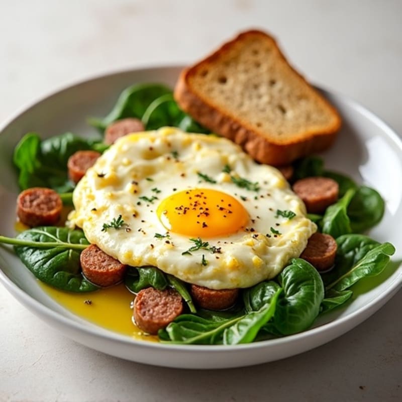 Egg White and Spinach Scramble with Turkey Sausage