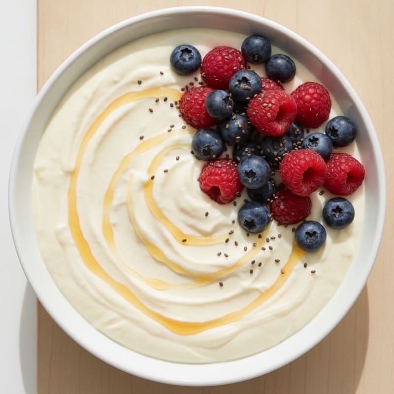 Silky Vanilla Protein Yogurt with Fresh Berries