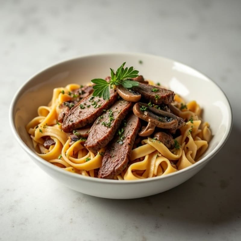 Savory Beef and Creamy Mushroom Noodles