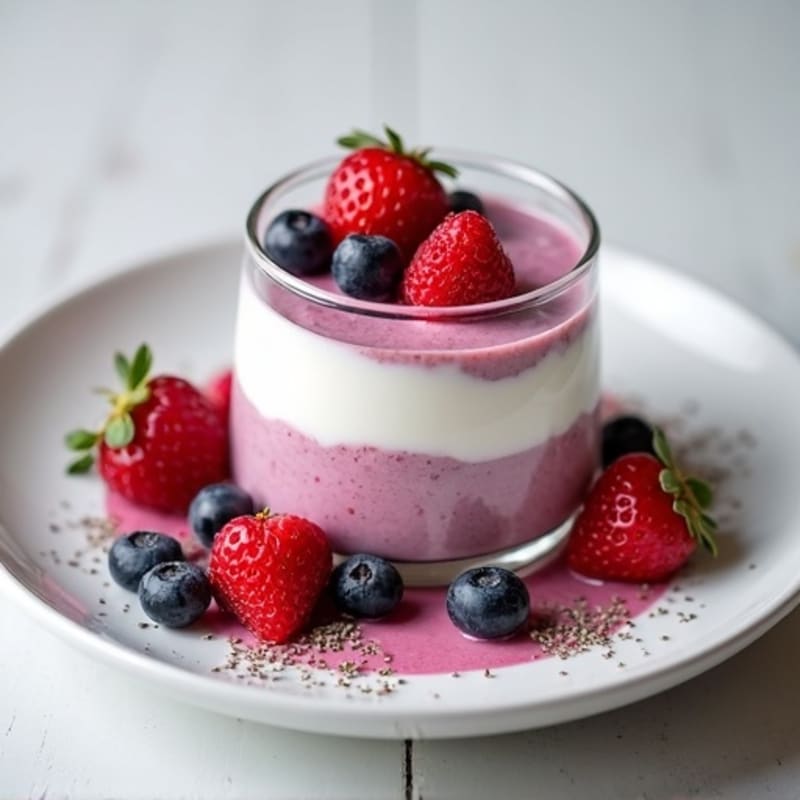 Greek Yogurt Protein Pudding with Mixed Berries