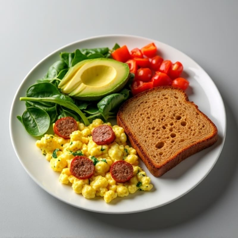 Egg White Scramble with Spinach and Turkey Sausage