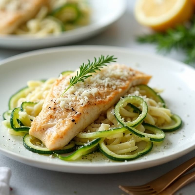 Creamy Lightened-Up Chicken Alfredo with Zucchini Noodles