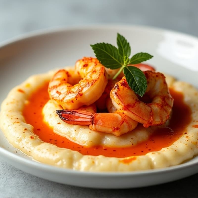 Spicy Pan-Seared Shrimp with Creamy Grits