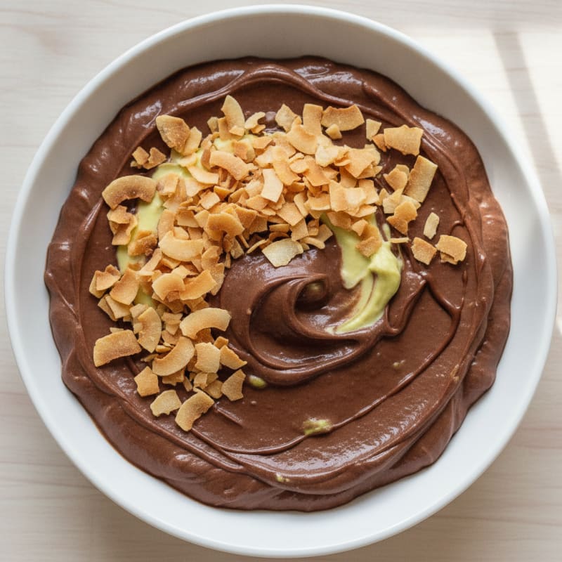 Silky Chocolate Protein Pudding with Toasted Coconut