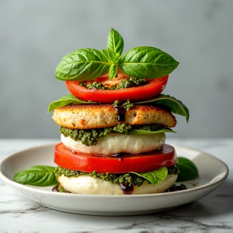 Fresh Basil Pesto Caprese Stack