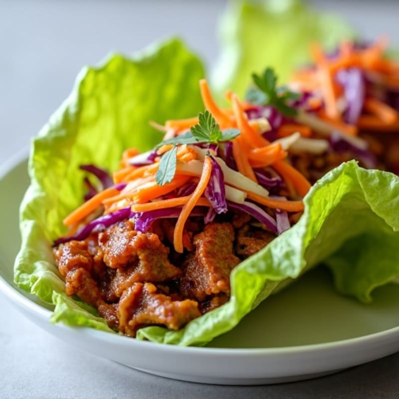 BBQ Pulled Pork Lettuce Wraps with Crunchy Slaw