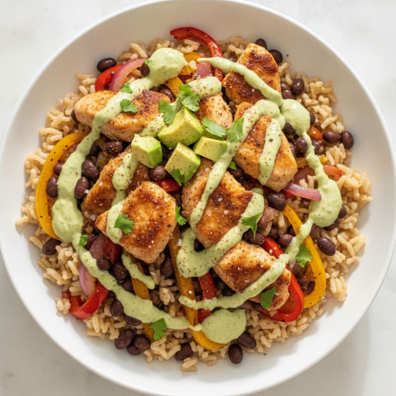Chicken Burrito Bowl with Lime Crema