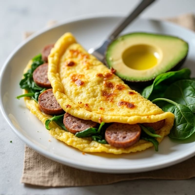 Egg White and Spinach Omelet with Turkey Sausage