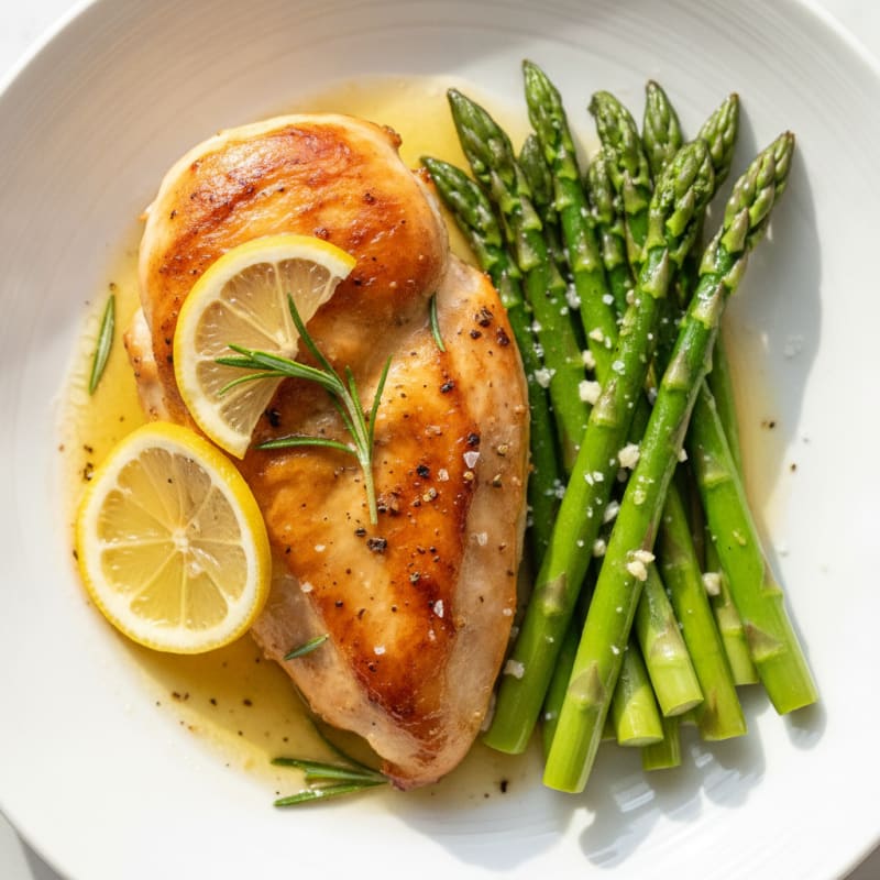 Lemon Herb Roasted Chicken with Asparagus