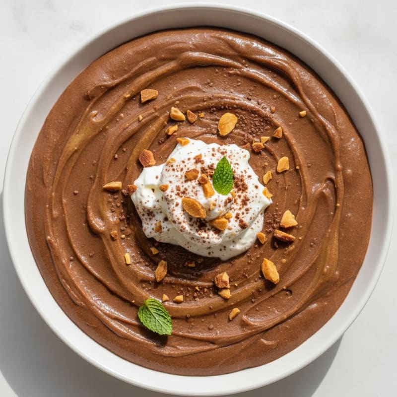 Silky Chocolate Protein Pudding with Almond Butter Swirl