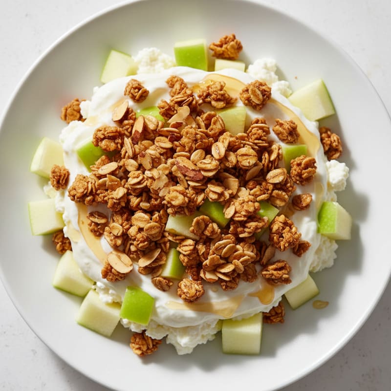 Greek Yogurt Parfait with Green Apple and Almond Milk Protein Granola