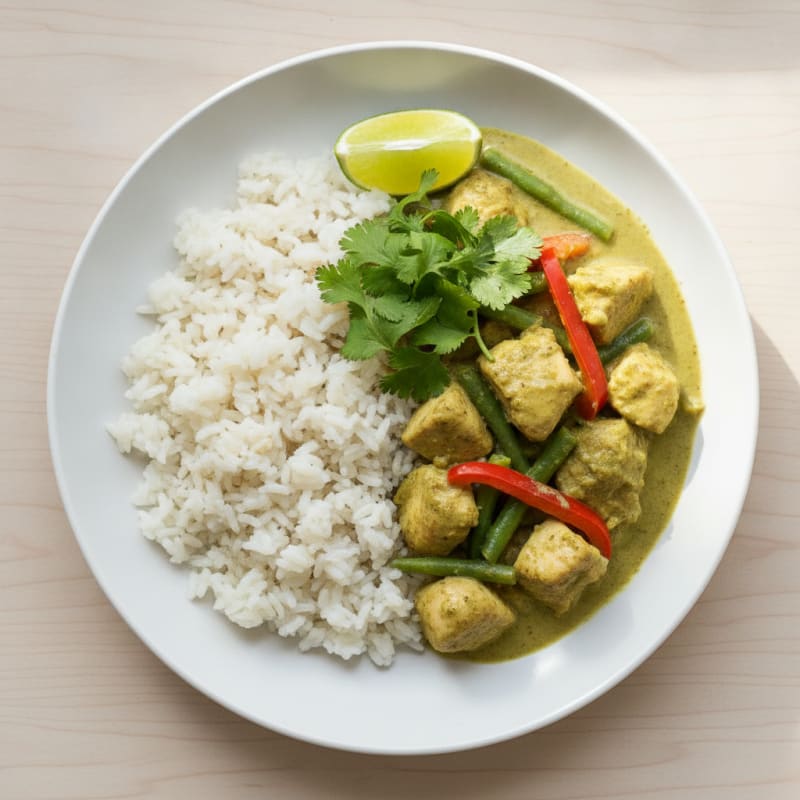 Green Curry Chicken with Coconut Rice