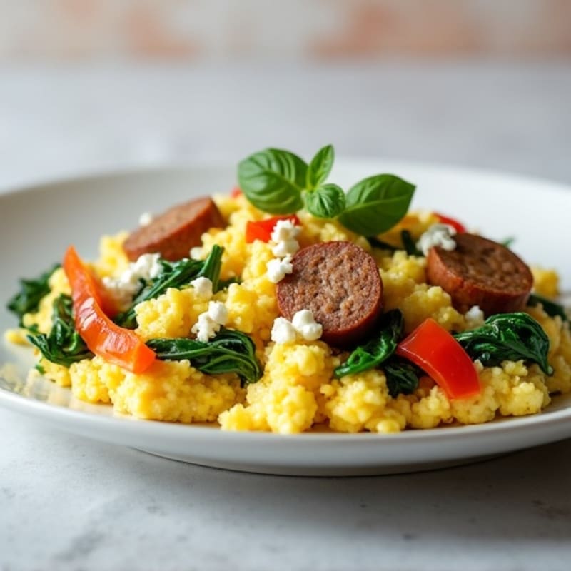 Egg White Scramble with Spinach and Turkey Sausage