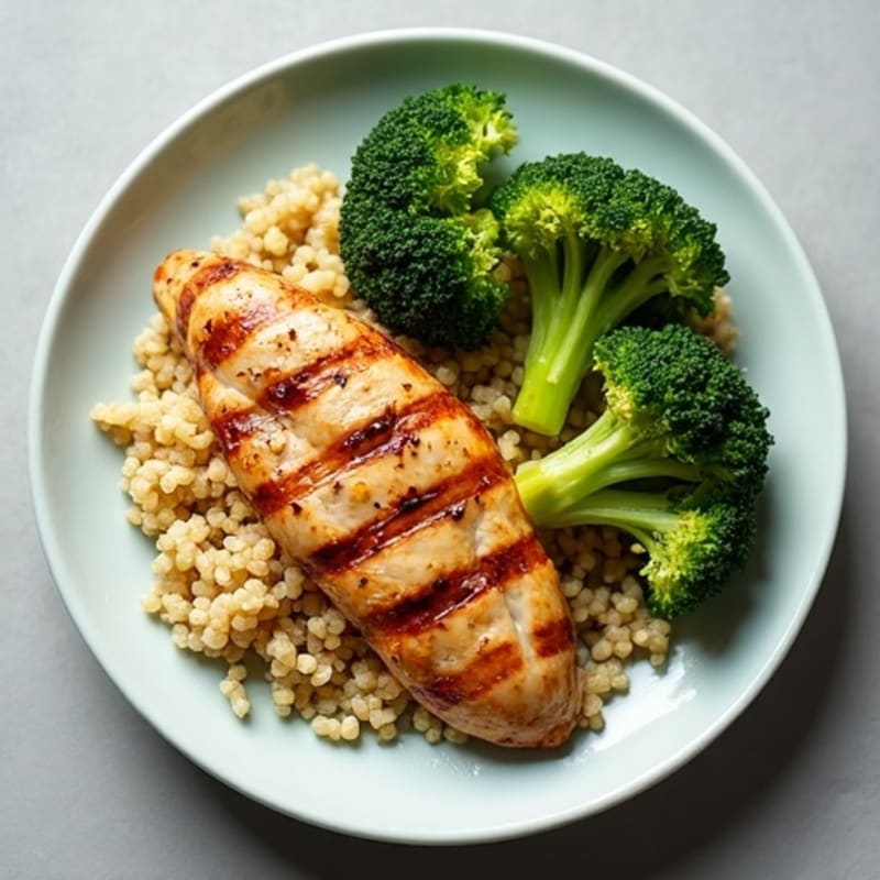 Grilled Chicken Breast with Quinoa and Steamed Broccoli