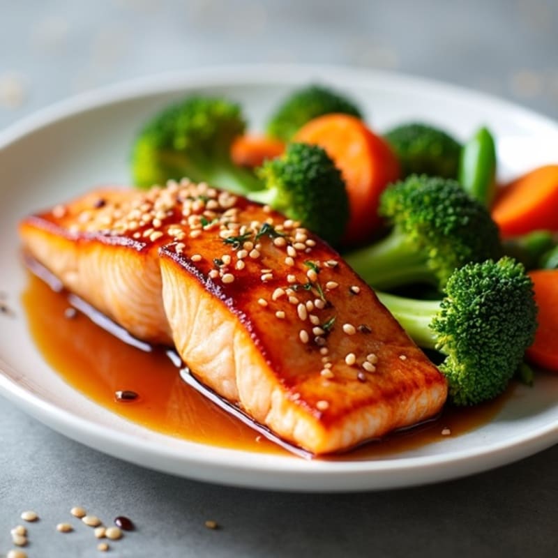 Honey-Ginger Glazed Salmon with Sesame Vegetables