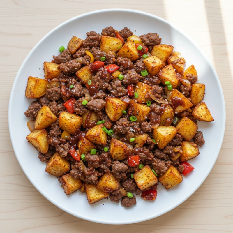 Smoky BBQ Beef and Crispy Potato Bake