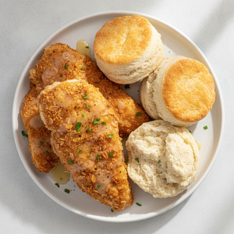 Buttermilk Fried Chicken with Fluffy Biscuits