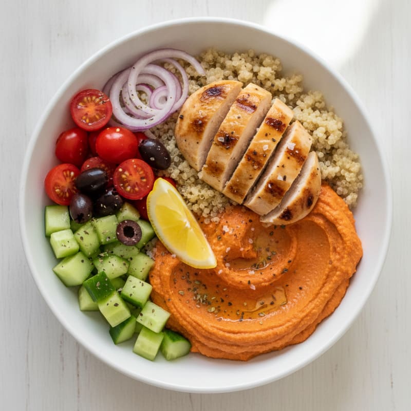 Roasted Red Pepper Hummus Bowl