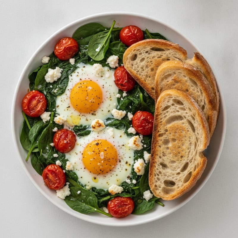 Baked Eggs with Spinach and Feta